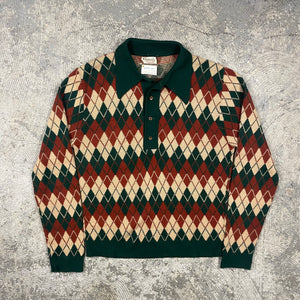 Vintage 70s Lord Jeff Knit Collared Sweater
